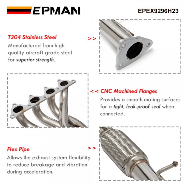 EPMAN For Honda Prelude I4 H23 VTEC 1992-1996 Stainless